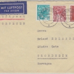 DDR - 20+10 Pfg. 5-J-Plan u.a. Luftpostbrief n. NORWEGEN Tessin - Trondheim 1961