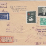 DDR - Zuleitungspost KLM-1st-Flug Amsterdam - Houston 1957 Lupo-Einschreibebrief