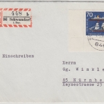 BRD - 70 Pfg. IVA München Bogenecke Einschreibebrief Schwandorf - Nürnberg 1965