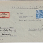 DDR - "über Luckenwalde" Landpoststellen-R-Zettel Einschreibebrief Luckenwalde
