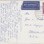 BRD - 40 Pfg. Heuss I Luftpostkarte n. USA Osterode - Ithaca 20.2.1956