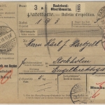 DR - 2x50+2x30 Pfg. Germania Paketkarte n. SCHWEDEN Radebeul-Oberlössnitz 1919