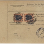 DR - 2x50+2x30 Pfg. Germania Paketkarte n. SCHWEDEN Radebeul-Oberlössnitz 1919