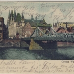 Bremen - Bremen Große Weserbrücke Farb-AK gelaufen n. SCHWEDEN 1908