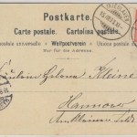 Schweiz - Interlaaken Alpenglühen farb. Künstler-AK gelaufen n. Hannover 1903