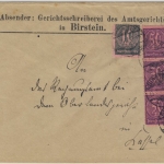 DR-Infla - 7x50+10 M. Ziffer Dienstbrief (2.Gew.st.) Birstein - Kassel 1923