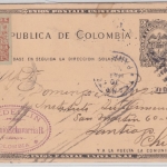 Kolumbien - 2 Ctv. Ganzsache+Zusatz, Medellin - Santiago de Chile 1903