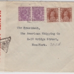 Indien - Zensurbrief n. USA, Bombay - New York 1941 Zensur-Hinweis-L4