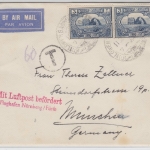 Iraq - 2x3 A. Bogenhalle Luftpostbrief Baghdad - München Nachporto 1930