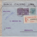Peru - Lima 1917 Einschreibebrief i.d. SCHWEIZ n. Dürrenaesch franz. Zensur