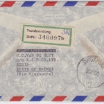 Brunei - 50 und 2x15 C. Sultan Luftpost Einschreiben Seria 1959 nach Jena