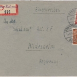 All.Bes./Kontrollrat - Hannover-Döhren Einschreibebrief n. Hildesheim 1946