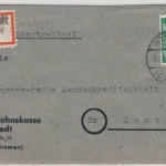 All.Bes./Kontrollrat - Harpstedt Einschreibebrief n. Hannover 1947