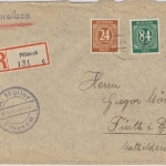 All.Bes./Kontrollrat - Pößneck Einschreibebrief n. Fürth 1946 - R-Zettel !
