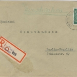All.Bes./Kontrollrat - Roßlau Einschreibebrief n. Berlin 1947- R-Zettel