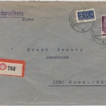 Bizone - Schiefbahn Einschreibebrief n. Hann.Münden 1949 - Aushilfs-R-Zettel
