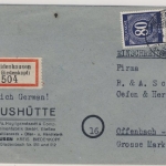 All.Bes./Kontrollrat - Weidenhausen Einschreibebrief n. Offenbach 1946