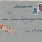 Bizone - Baesweiler Einschreibebrief n. Aachen 1950