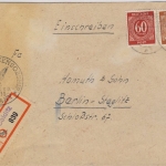 All.Bes./Kontrollrat - Colditz Einschreibebrief n. Berlin 1947 Zensurverschluss