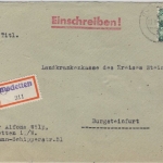 Bizone - Emsdetten Einschreibebrief n. Burgsteinfurt 1948 Aushilfs-R-Zettel