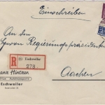 Bizone - Eschweiler 2 Einschreibebriefe n. Aachen 1949/50 - versch. R-Zettel