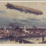 Luftschiff Schütte-Lanz, Angriff auf Warschau ca. 1915/16 farb. Künstlerkarte