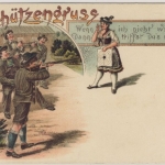 Schützengruß, Farblitho mit Gedicht, ca. 1900 - ungelaufen - saubere Erhaltung