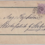 DR - 3 Pfg. Ganzsache Streifband m. 3+5 Pfg. Zusatz Berlin - Salzuflen 1882