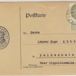 DR - 6 Pfg. Strohhut Unterrand/Walze Postkarte Dippoldiswalde - Falkenhain 1934