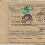 DR - 3x50 Pfg. Hindenburg u.a., Paketkarte i.d. SCHWEIZ Markneukirchen 1934 n.