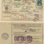 DR - 3x100 Pfg. Korbdeckel u.a., Wertpaketkarte i.d. SCHWEIZ Wernitzgrün 1927 n.