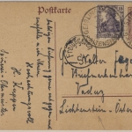 DR - 15 Pfg. Germania Ganzsache + Zusatz n. LIECHTENSTEIN Geislingen 29.6.20