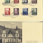 Österreich - Wiederaufbau Salzburger Dom, Satz a. Faltblatt m. SST 1955