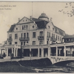 Hessen - Bad Salzschlirf, Neues Kurhotel - sw-AK, gelaufen 1907 rs. Werbezudruck