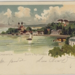 Württemberg - Friedrichshafen Bucht u. kgl. Schloss farb. Künstlerkarte 1900