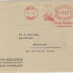 DR - Berlin-Tempelhof 1, 15 Pfg. AFS "Roth-Büchner AG" (Rasierklingen), Brief n.