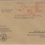DR - Berlin W8, 8 Pfg. AFS "Auskunftei Schimmelpfeng", Ortsbrief 1933