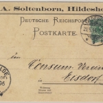DR - 5 Pfg. Krone/Adler zweifarbige Firmenkarte Hildesheim - Eisdorf 1896