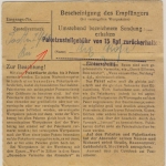 DR - 45 Pfg. Registrierkassenstpl., Paketkarte Regensburg 1 - Regensburg 10 (!)