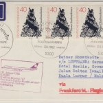 BRD - Bremer Stadtmusikanten 1982, 4x40 Pfg. a. FDC n. Malaysia (Ank.stpl.)