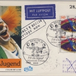 BRD - Jugend Zirkus 1989, 2x80 Pfg. a. Schmuck-FDC n. Reunion
