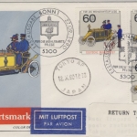 BRD - Wohlfahrt (Motorpostwagen) 1990, 3x60 Pfg. a. Schmuck-FDC n. Japan