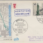 Berlin - Hist. Straßenpumpen 1983, 2x50 Pfg. a. Schmuck-FDC n. Griechenland