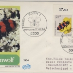 BRD - Jugend (Bestäuberinsekten) 1984, 2x50 Pfg. a. Schmuck-FDC n. Griechenland