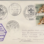 BRD - Weltpfadfinderkonferenz 1985, 2x60 Pfg. a. Schmuck-FDC n. Portugal