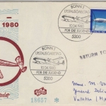 BRD - Jugend (Luftfahrt) 1980, 90 Pfg. a. Schmuck-FDC n. Malta, ESST Bonn