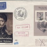 BRD - 200 Geb. Theodor Körner, Schmuck-FDC n. Franz. Komoren, ESST Berlin