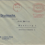 DR - Hamburg 1, 5 Pfg. AFS "R.Ludolphs Schiffsmakler", Orts-Drucksachenbf. 1929