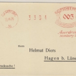 DR - Hamburg 36, 3 Pfg. AFS "Auerdruck", Drucksachenkarte n. Hagen 1926