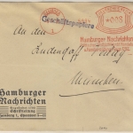 DR - Hamburg 1, 8 Pfg. AFS "Hamburger Nachrichten", Geschäftspapiere n. München